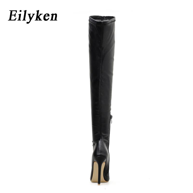 Fashion Eilyken Winter Over The Knee Women Stretch High Heel Slip On Shoes Pointed Toe Long Boots Botas De Mujer