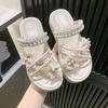 Fashion Pearl Flowers Platform Open Toe Sandals for Women Summer Anti Slip Hot Sales 2025 Comfortable Luxury High Quality Woman Shoes