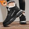 2025 Warm Fur Snow Boots for Men Plush Leather Work Shoes Mens Skateboard High Top Platform Casual Sneaker Thick Bottom Flats