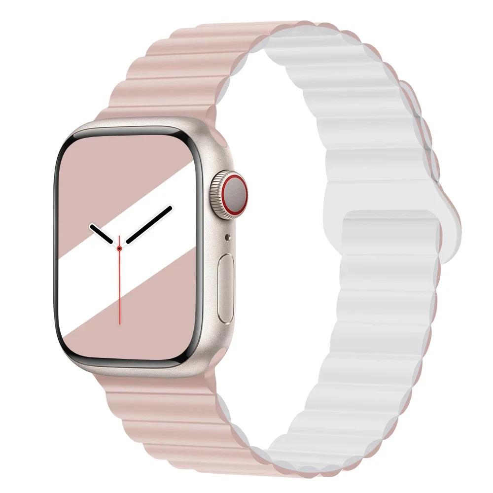 Magnetyczny Pasek Silikonowy Sportowy Bransoletki Do Apple Watch 41mm 42mm 44mm 45mm 46mm 49mm iWatch Seria 11 10 9 8 7 6 5 4se