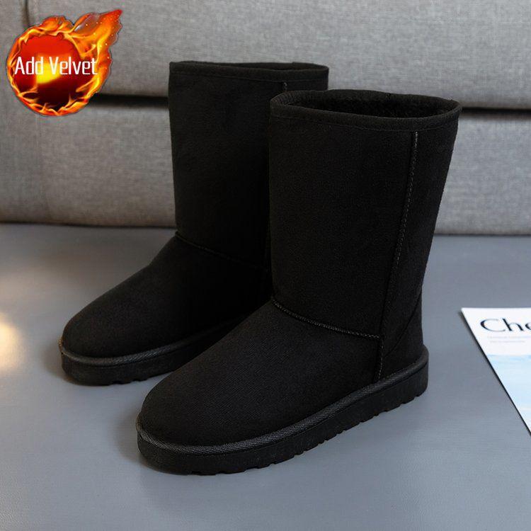 

Модные Зимние Теплые Женские Снежные Ботинки Большого Размера Полувысокие с Круглым Носком на Платформе Женская Обувь Готика Удобные и Элегантные Утепленные Ботинки 44