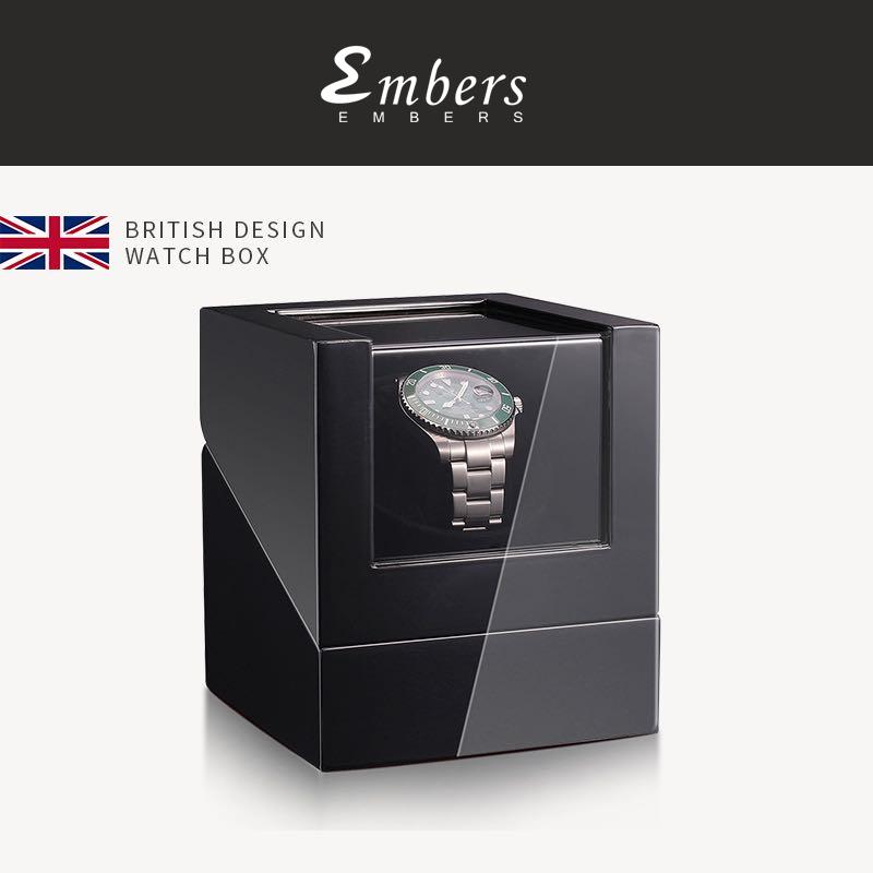 Embers Luxry Single Watch Winder Battery Wooden Shaker Watch Box Automatic Winder Glass Storage Case Mabuchi Motro M11011