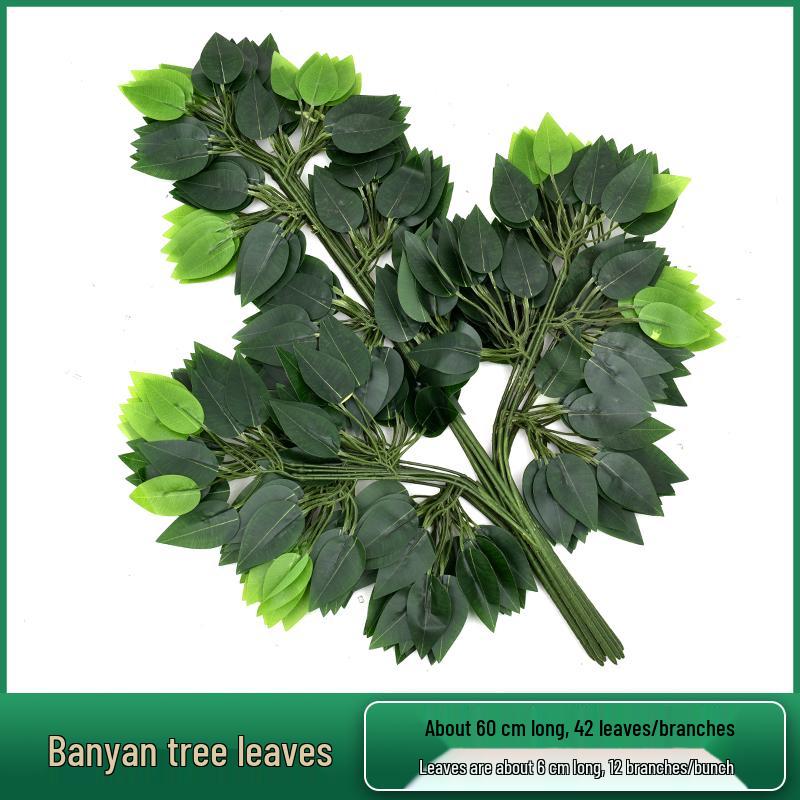 Artificial Red Maple, Ginkgo, Birch, Banyan, Elm Leaves for Landscaping