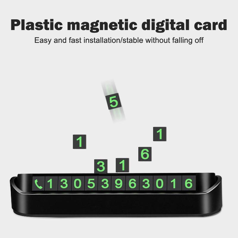 2Pcs Car Temporary Parking Number Plate Luminous With 4 Sets Of Numbers Temporary Stop Sign Phone Number Plate Hidden Switch