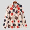 Men Long Sleeve Floral Printed Casual Loose Baggy Shirts