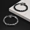 Vnox Black Round Byzantine Link Chain Bracelets, Stylish 2026 New Stainless Steel Wristband, Handmade Punk Rock Jewelry