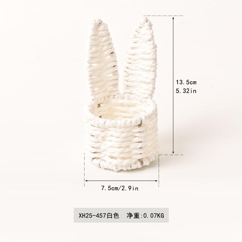 

Hand-woven rabbit ear mini storage basket Easter egg basket desktop multi-color creative storage small basket
