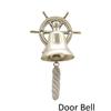 Metal Door Bell with Ship Wheel Wall Hanging Decor (Brass)
