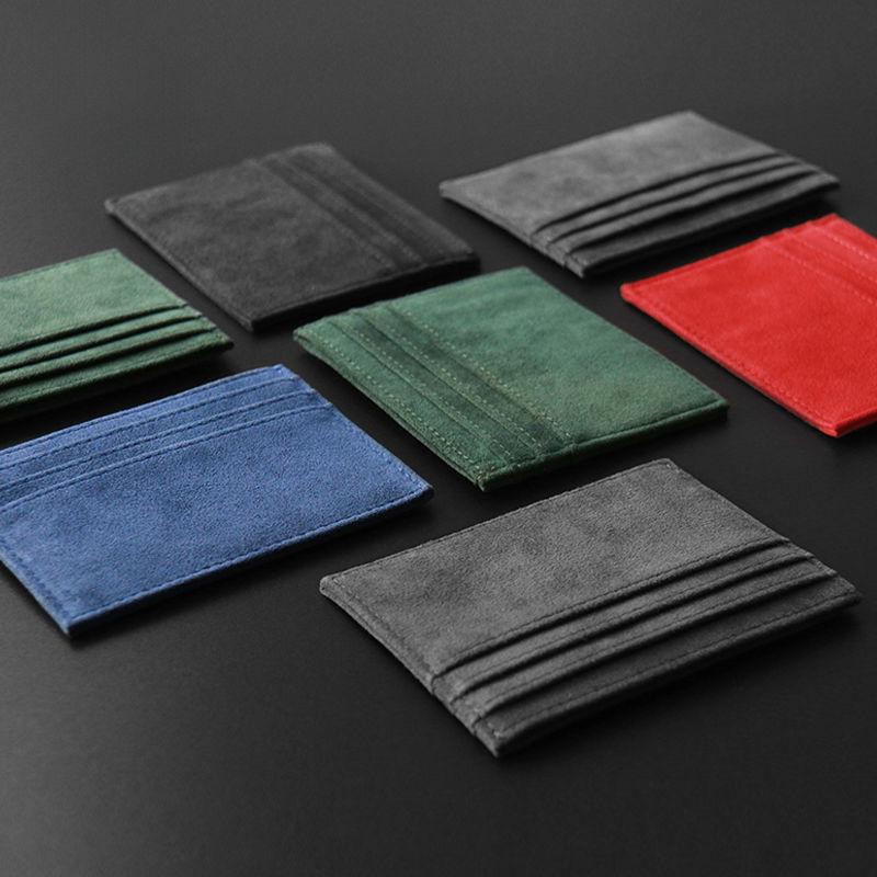 Suede Card Holder: Compact ID Storage for Men & Women