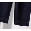 Retro Dark Blue Straight Leg Cropped Pants Jeans for Women Spring Elastic Waisted Wide Leg Pants