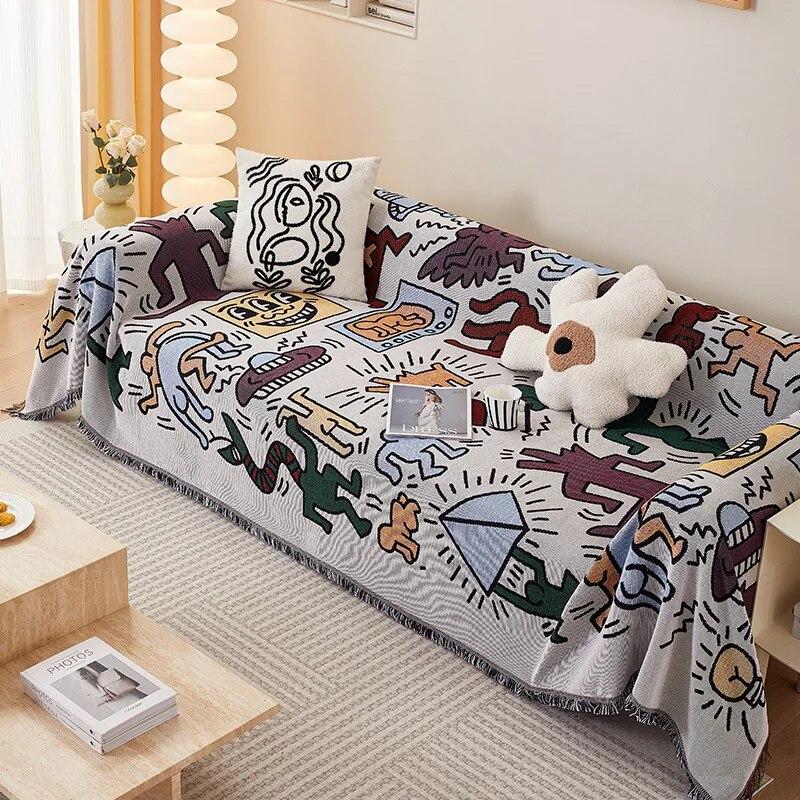 Capa de cabelo Bohemian Sandstorm Four Seasons Universal à prova de poeira e arranhões de gato Almofada de sofá Capa de sofá abstrata