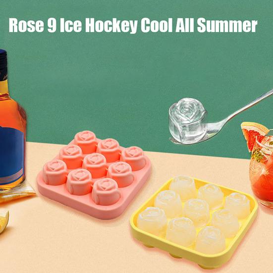 Rose Silicone Ice Cube Tray 9-Cavity Ice Mold for Whiskey & Cold Drinks Easy Release Non-Stick BPA-Free Mold for Chocolate Candy Jelly DIY Soap