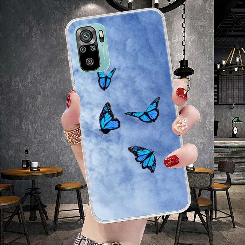 Blue Butterfly Beautiful Wing Soft Phone Case For Xiaomi Redmi Note 15 14 14S 13 12 Pro Plus 12S 11 11S 11E 10 10S 11T 5G Fundas