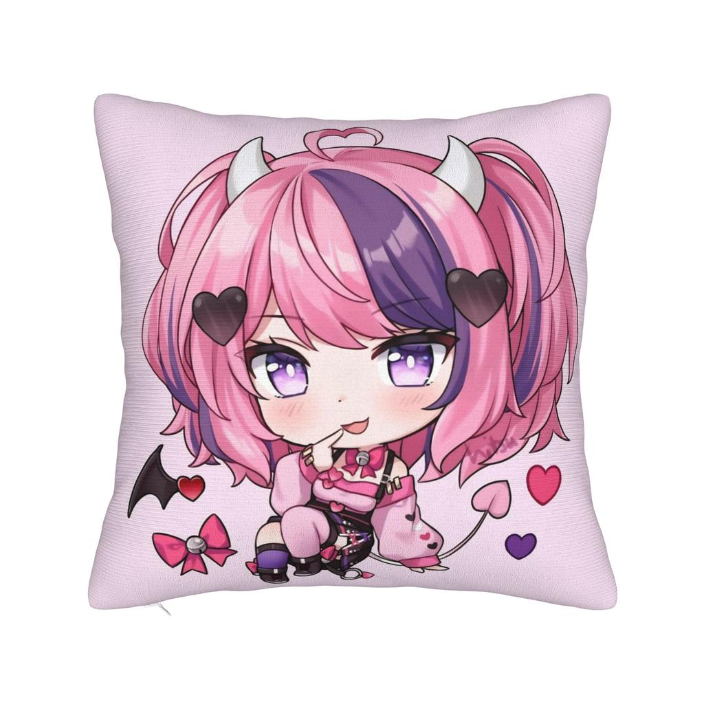 Ironmouse Neon Heart Frame With Devil Square Pillow Case Cute Vtuber Girl Cushion Cover Decor Pillowcover For Home 45X45Cm
