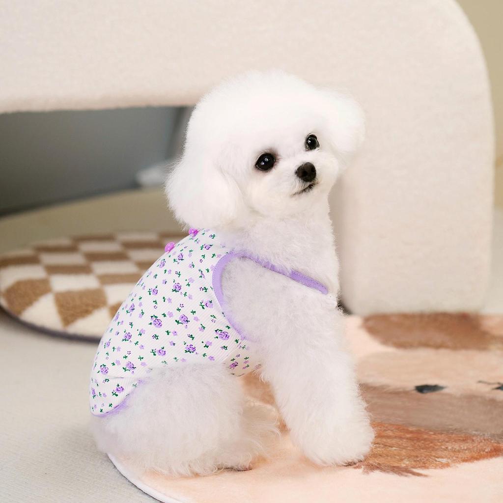 Spring & Summer Floral Dog Vest - Lightweight Pet Clothing for Bichons & Teddies