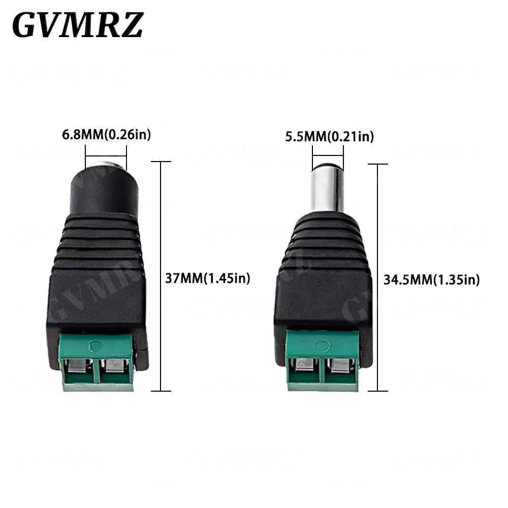 5PCS 12V 2.1 x 5.5mm DC Power Male Plug Jack Adapter Connector Plug for CCTV single color LED Light 5.5*2.5mm The socket