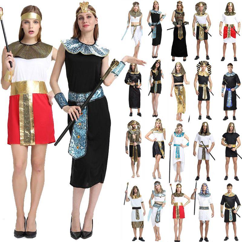 Deluxe Pharaoh Men Egyptian King Costume Desert Prince Queen Fancy Dress Cosplay
