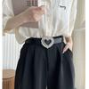 Elegant Women's Pu Leather Belt With Heart Shaped Buckle And Rhinestone Embellishments