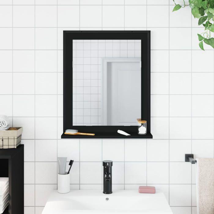 VidaXL Miroir de Salle de Bain avec Étagère, Miroir de Maquillage, Miroir Coméstique, Miroir de Courtoisie, Moderne, Noir 842416