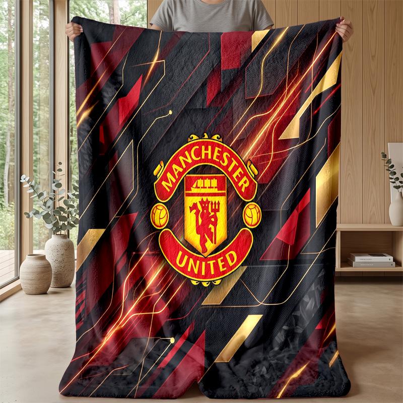 Manchester United Theme Blanket Soft Flannel Blanket Plush Throw Blanket Cozy Sofa Bed Blanket for Home Decor