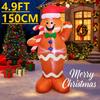 4.9FT LED Inflatable Xmas Yard Decor Gingerbread Man with Candy Cane Outdoor Lawn Garden Supplies Home Decor Ornaments Toy Gifts