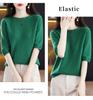 Women's Slim Fit Wool-Cashmere Sweater: Round Neck, Short Sleeve, Ideal for Autumn-Winter Layering
