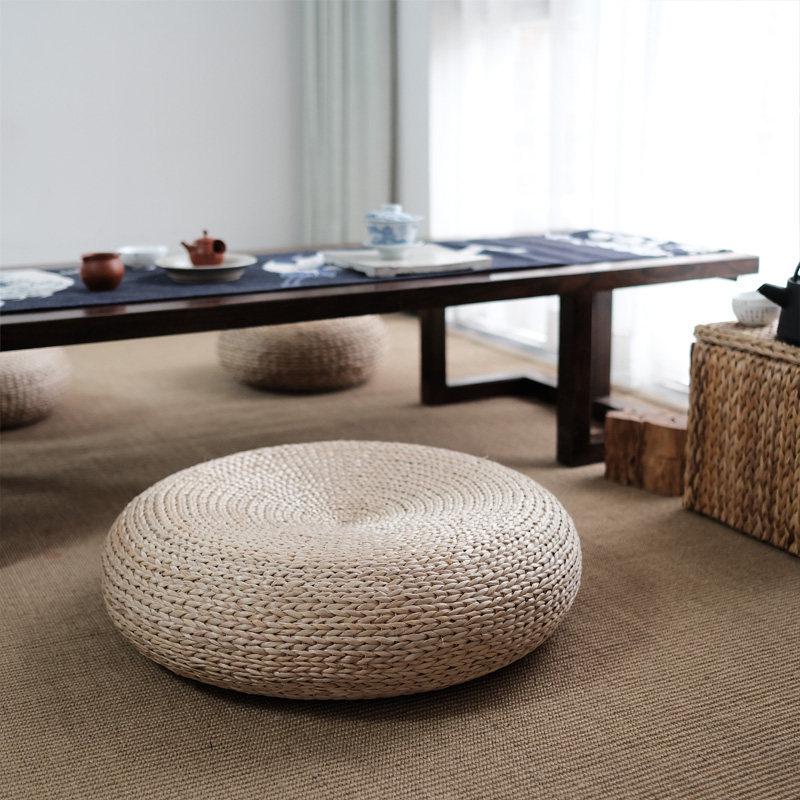 Thick Japanese Straw Tatami Floor Cushion for Meditation & Tea Ceremony Diameter 40cm, Thickness 17cm