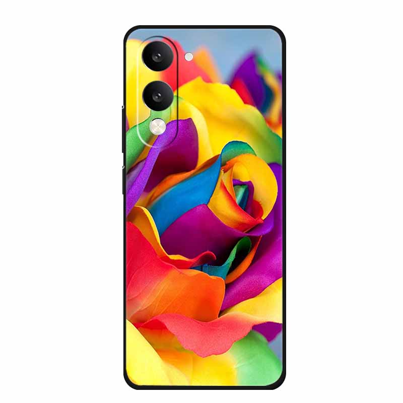 For Vivo Y29T Y29s Case Y 29 T S Coque Flowers Black Silicone Soft Back Cover For Vivo Y19s GT 5G iQOO Z10 Lite Phone Case Funda