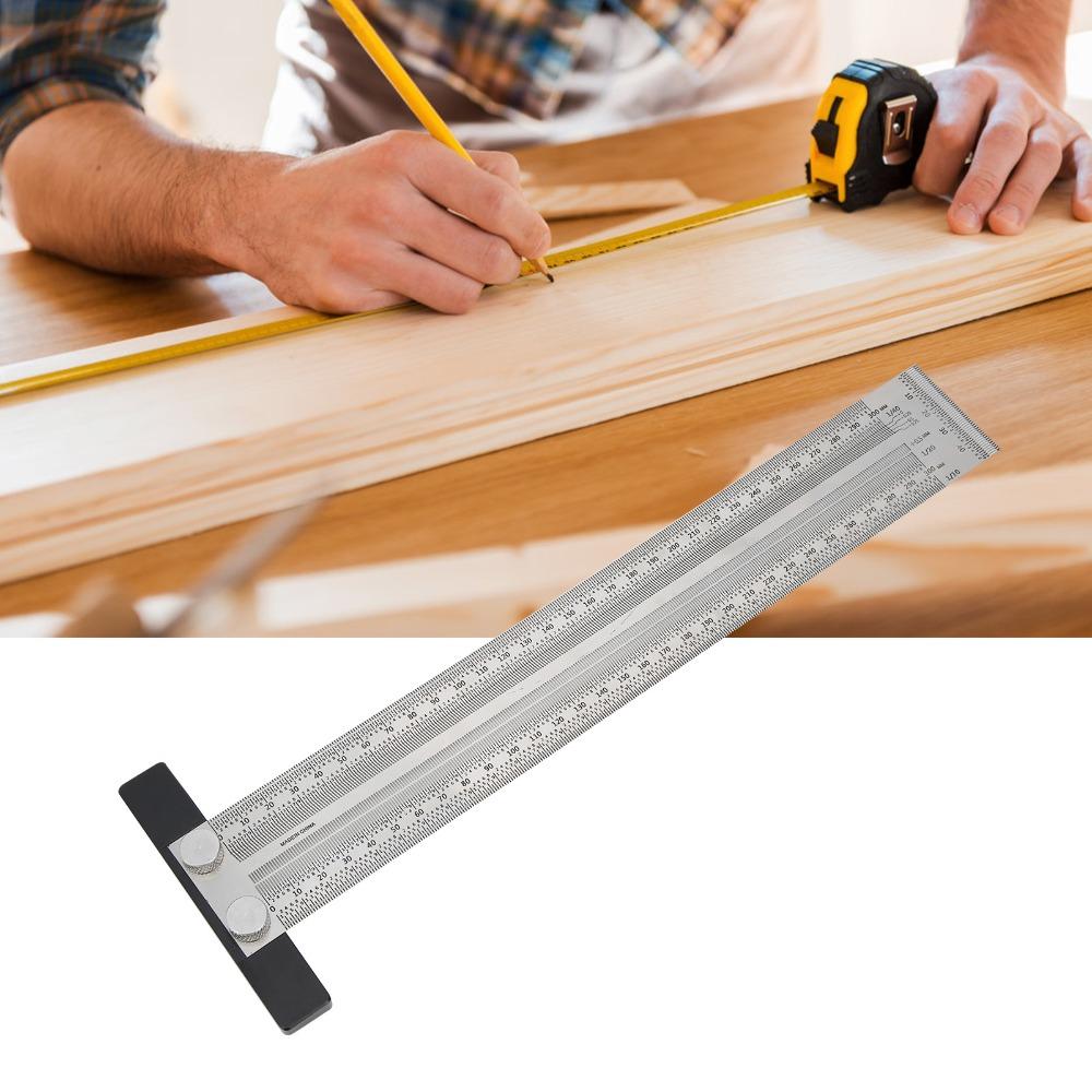 300mm T-Rule Automatic Pencil Positioning Measuring Tool Hole Ruler  Woodworking Measurement