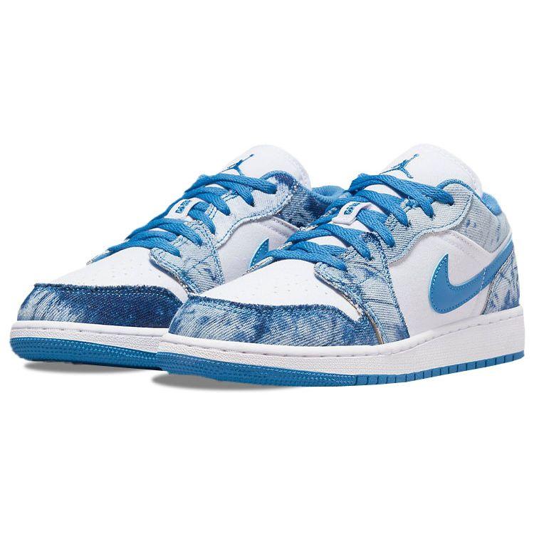 Air Jordan 1 Low GS Washed Denim Kinder-Sneaker Weiß Holländisch-Blau DM8947-100