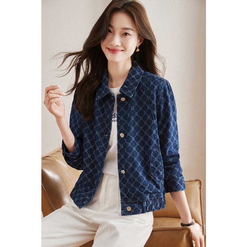New Autumn Printed Denim Jacket Women's Temperament Versatile Jacket Top