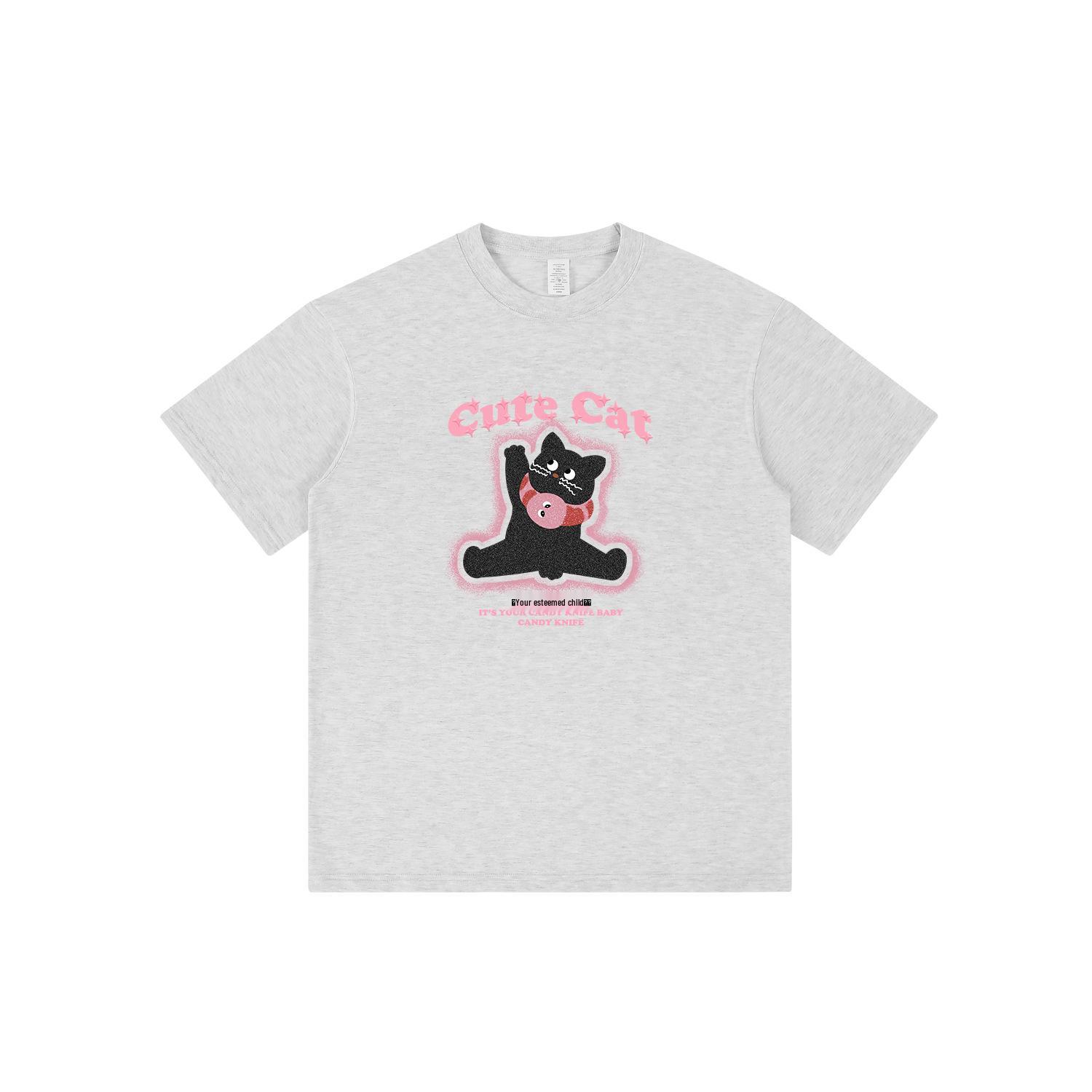 

Женская свободная летняя футболка с мультяшным принтом «Дофамин», рукав до локтя Small хизер серый