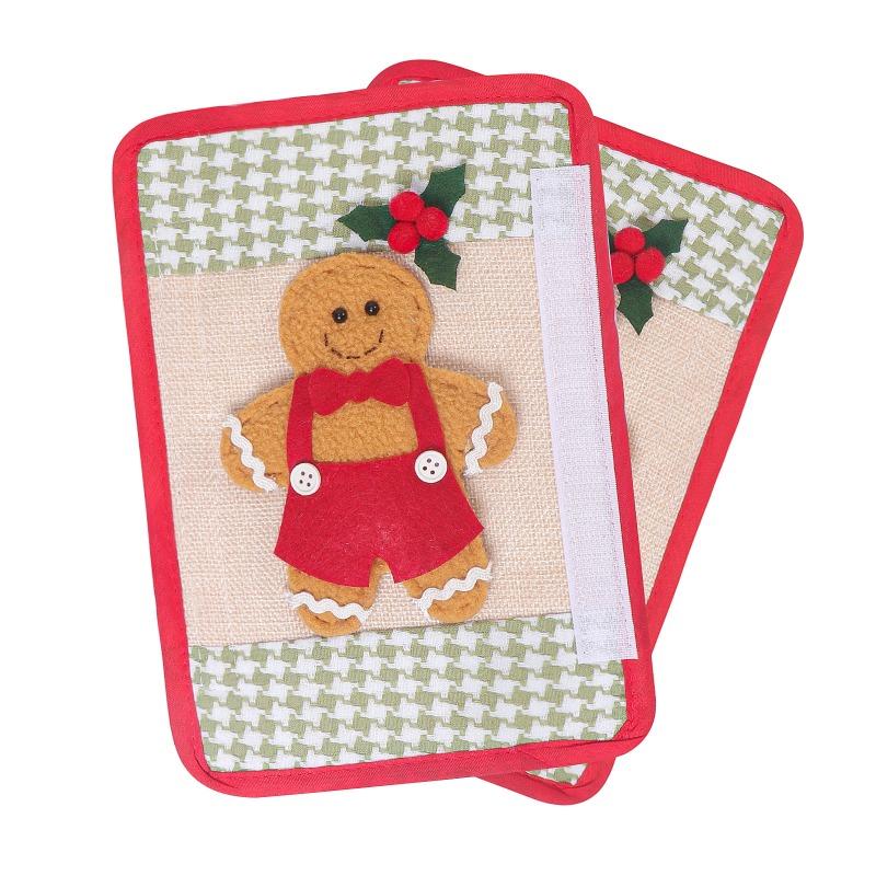 Gingerbread Man Handle Cover Holiday Handle Cover Refrigerator Door Cover Creative Christmas Decoration Supplies