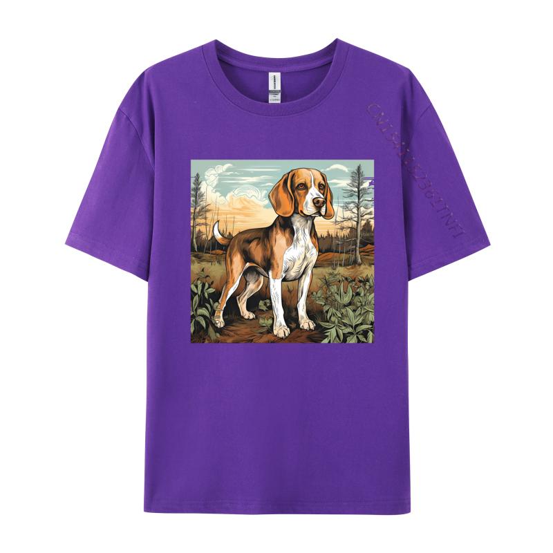 Dog Beagle Dog In Retro TShirt Dog Outdoor Casual Cotton Mens Tees Fashionable Fitted Tshirts For Autumn