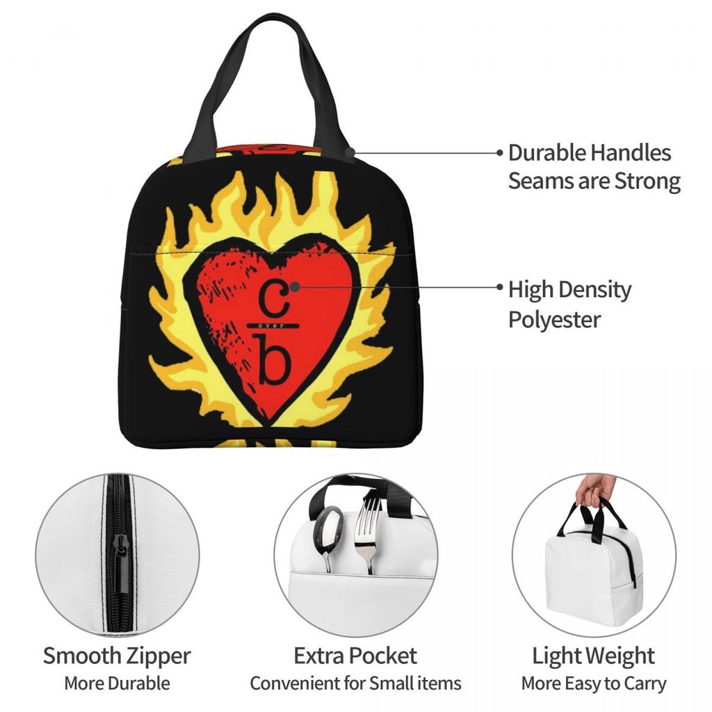 Clothes Over Bros Heart Logo Insulated Lunch Bag for Women Office Cooler Thermal Food Box Tote Leakproof Lunch Boxes Container
