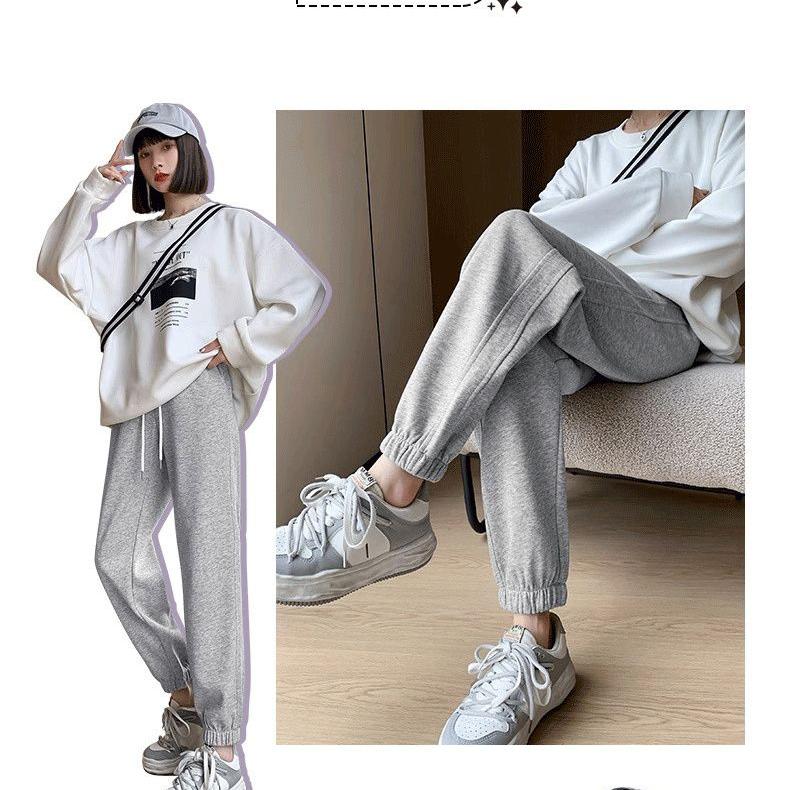 Осенне-зимние модные свободные утолщенные брюки с высокой талией и флисом для женщин — фото 6