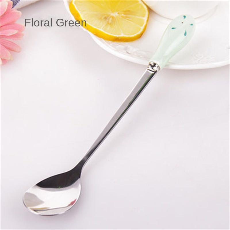 

Ложка для столовых приборов из нержавеющей стали с высококачественной керамической ручкой, ложка для размешивания молока и кофе, многоцелевая, прочная, столовая ложка