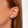 Dalia MYSTIC JEWELS – Evil Eye Stud Earrings, 925 Sterling Silver with Blue Enamel and Cubic Zirconia, Sterling Silver, Cubic Zirconia