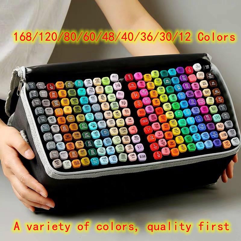 

168/120/80/60/48/40/36/30/12 цветов Art Mark Pen Растворимая ручка Ручка с двойным наконечником Маркерная точка Мультфильм Граффити Искусство Крутые маркеры для эскизов для дизайнеров