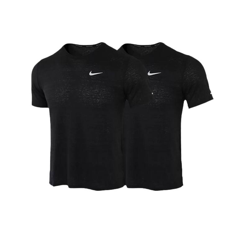 Nike DRI FIT MILER Running T Shirt Men s 2 Pack Black CU5993-010-2 M