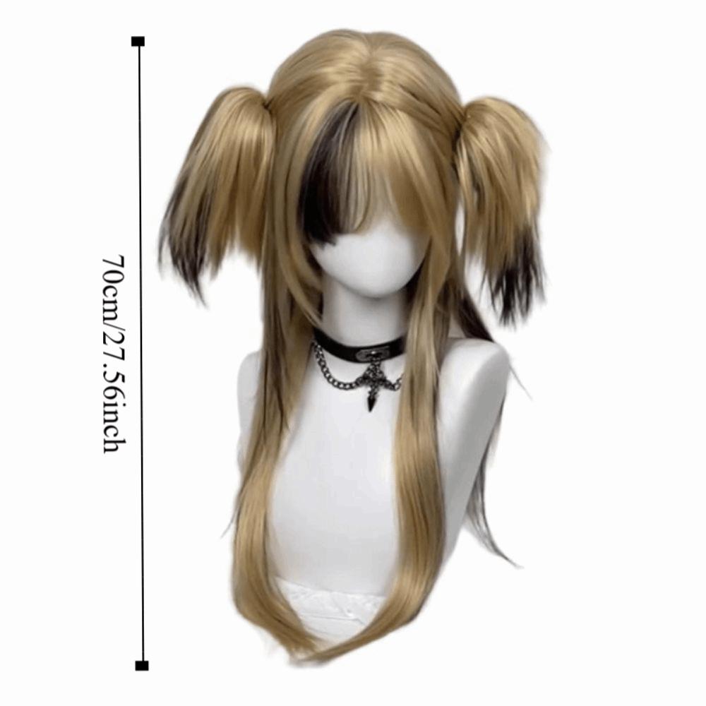 Synthetic Ombre Blonde Black Layered Wig Double Ponytail Cosplay Lolita Wigs  Halloween