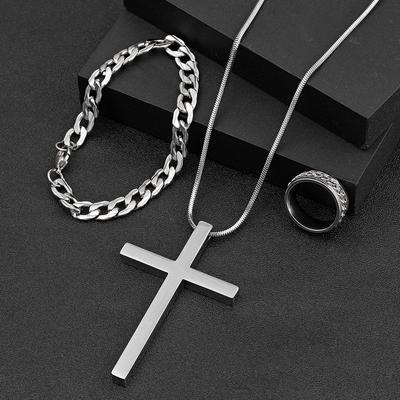 Titanium Steel Jewelry Casting Cross Snake Bone Chain Necklace Fashion Hip Hop Stainless Steel Bracelet Factory