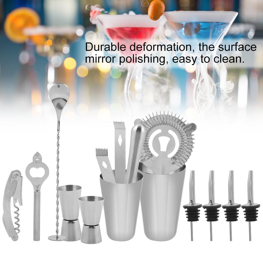 14pcs Stainless Steel Cocktail Shaker Mixer Drinker Drinking Tool Bar Gift (600?450ml)