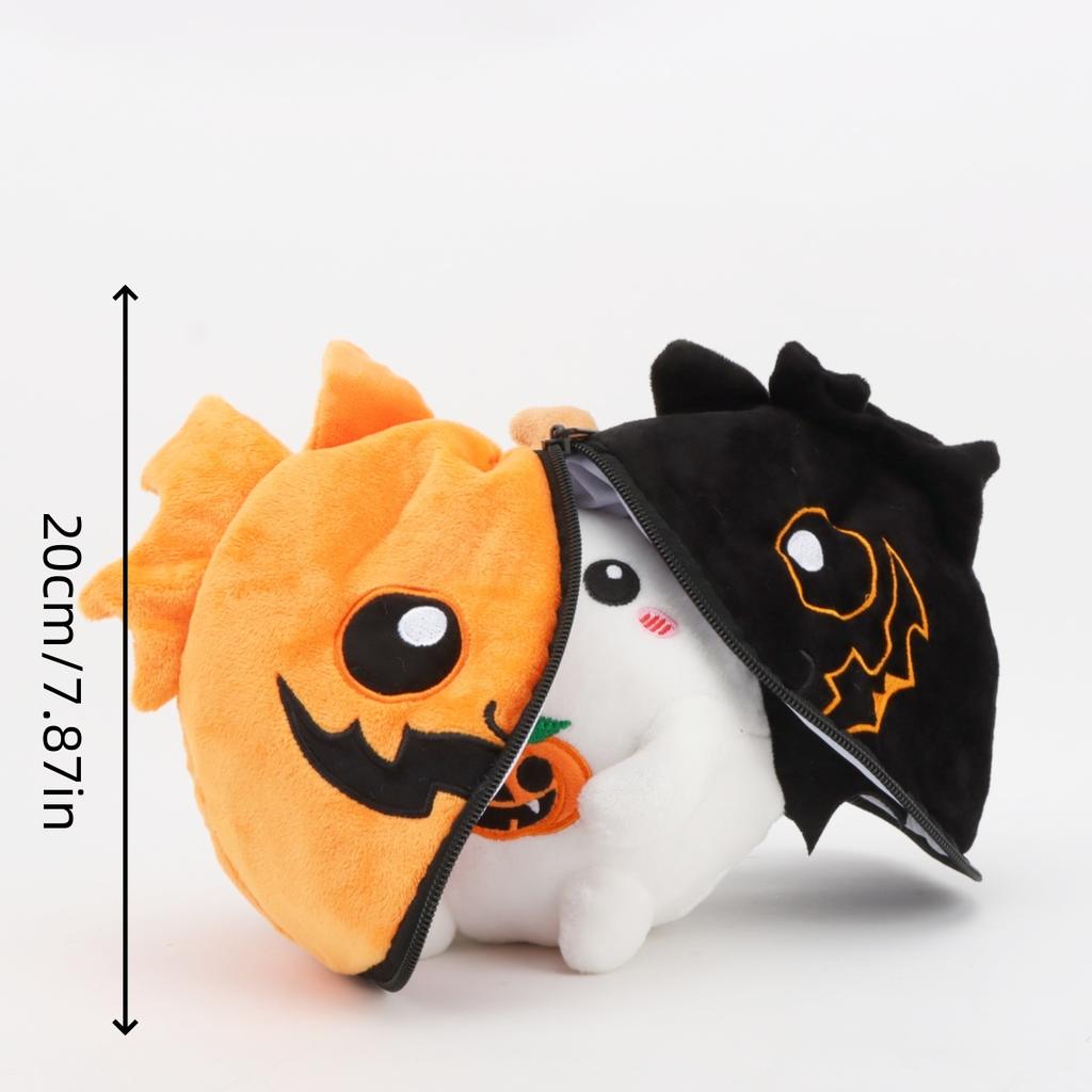 Cute Halloween Plush Toy Cartoon Pumpkin Cat Black Kitten Bat Stuffed Animals Soft Trick-or-Treat Gift for Kids Home Decor