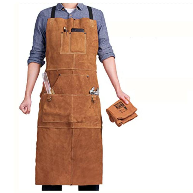 

Double-Sided Fleece Apron Woodworking Electrical Overalls Baking Barbecue Work Tools Apron светло-коричневого