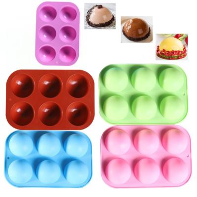 Circle Mold Chocolate 6-Cavity Semi Sphere Silicone Molds Half Sphere Baking Molds  Free And Non-Stick Cylinder Cookie Mould