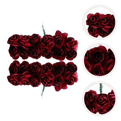 144Pcs Small Paper Artificial Rose Flowers Realistic Colors Bendable Stems for Wedding Decor DIY Crafts Small Paper Flowers