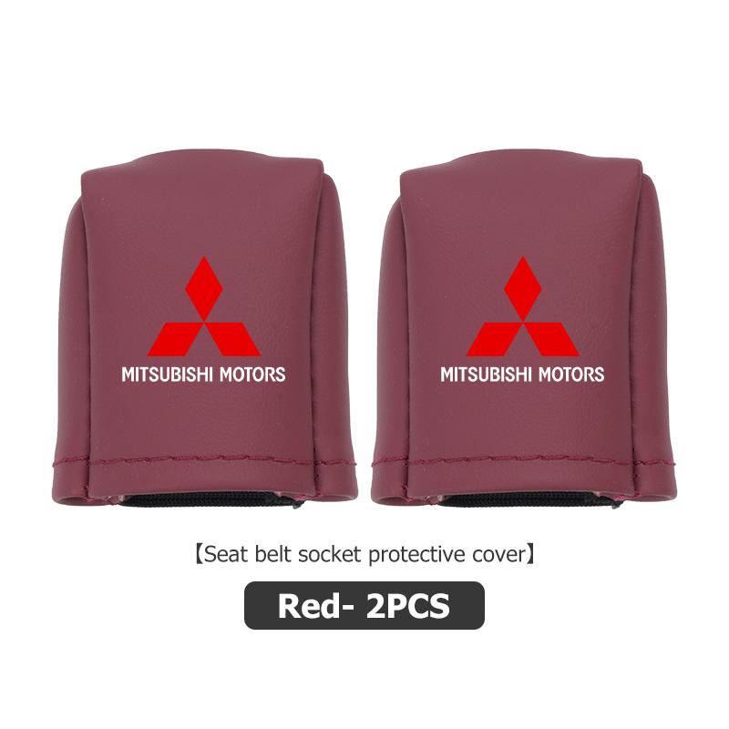 cxdjmy1 For Mitsubishi 1/2PCS Car Leather Seat Belt Buckle Anti-scratch Protector Cover Accessories Outlander Pajero Sport Lancer EX ASX