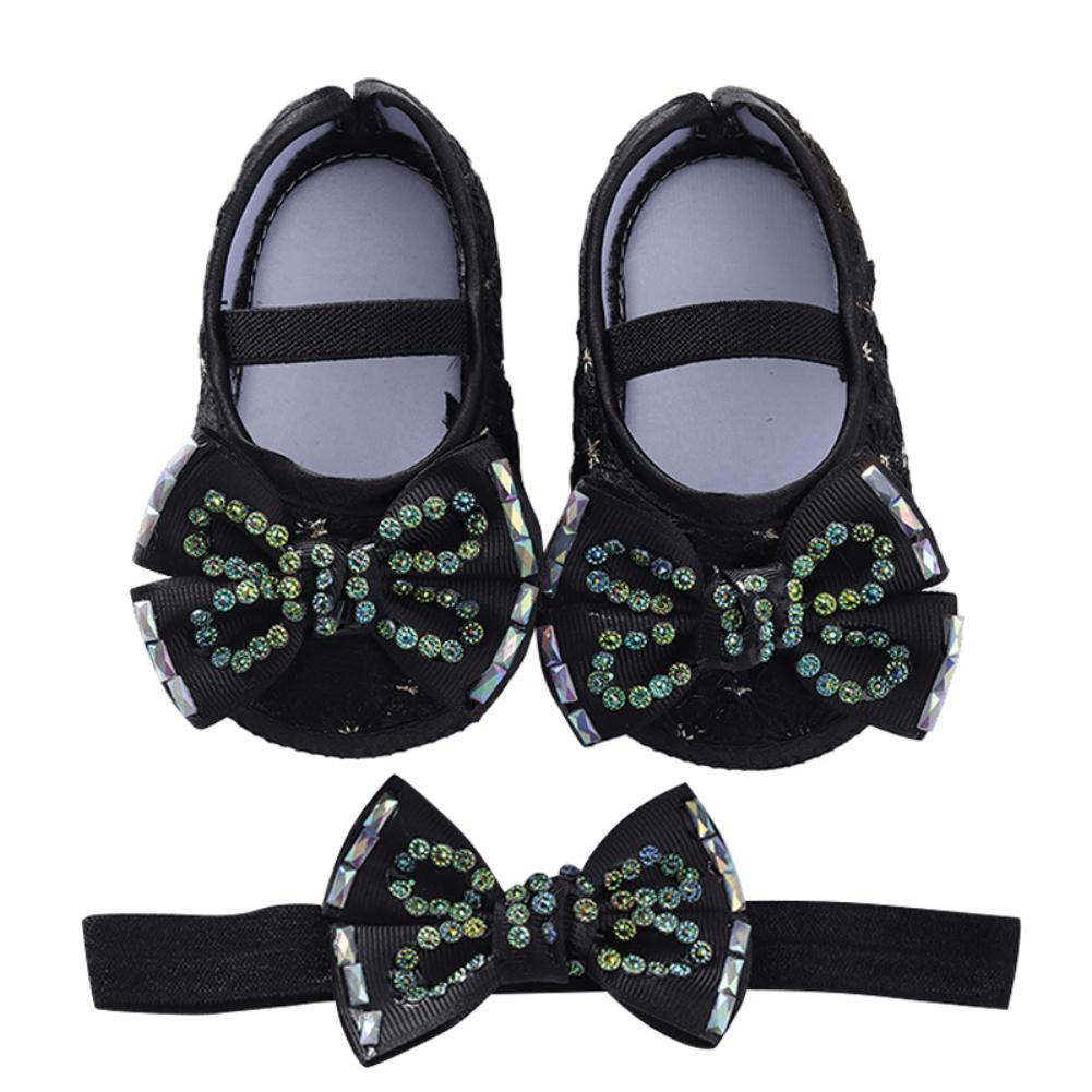 

Туфлі на підошві для немовлят для дівчаток з нековзкою м’якою підошвою Милі туфельки з бантом Весільні туфельки для новонароджених принцес Малюки Перші ходунки 0-12 місяців з гумкою для волосся 13/L