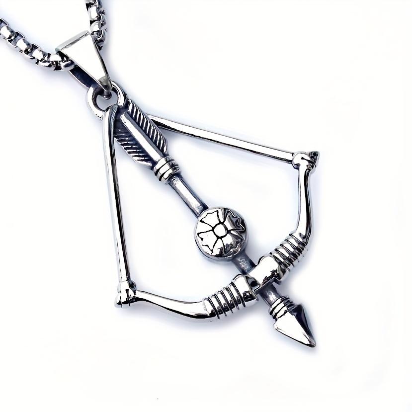 Retro Stainless Steel Archer Pendant Simple Necklace Sweater Chain